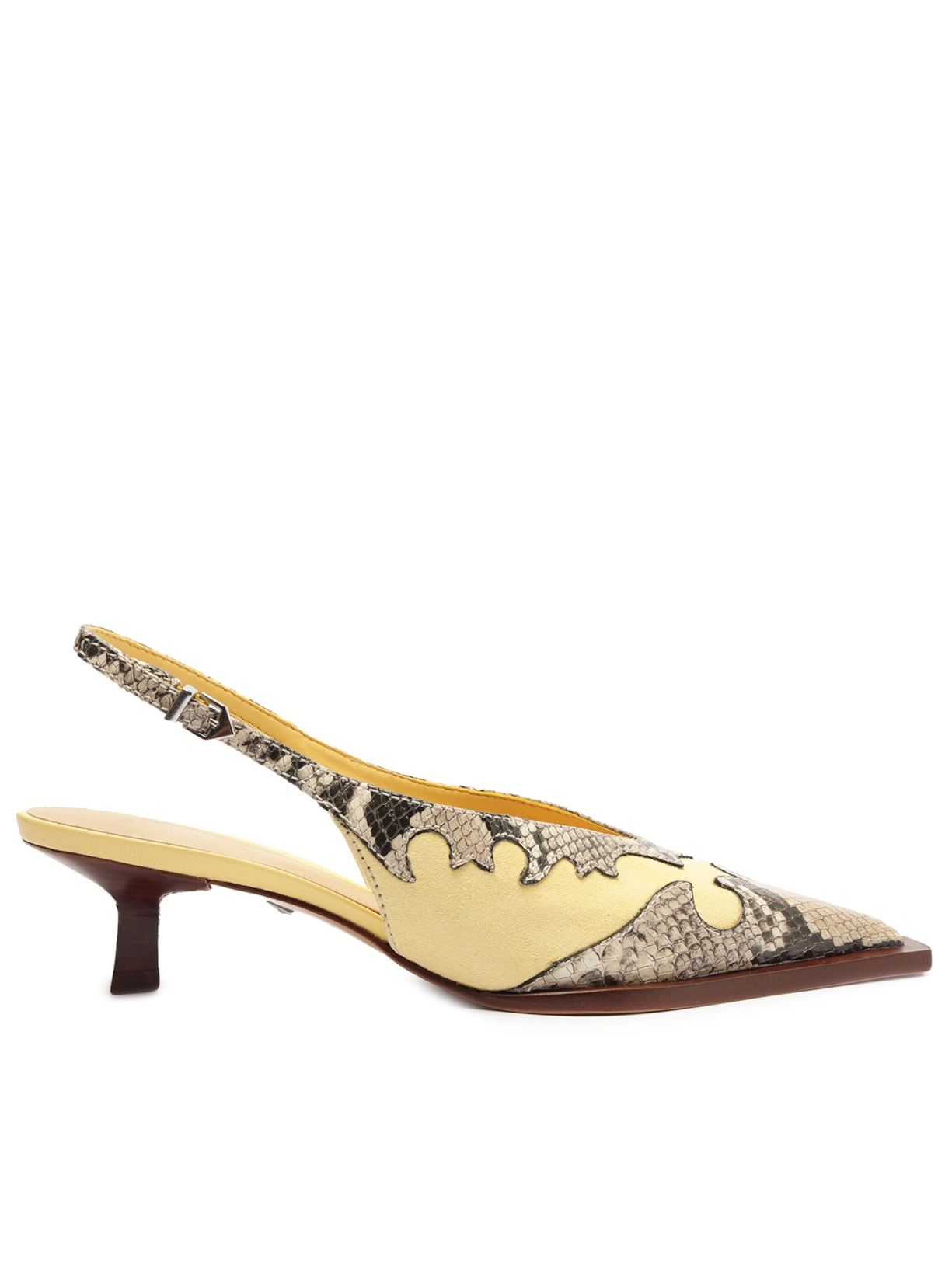 Scarpin Slingback Bold Western Camurça - Amarelo