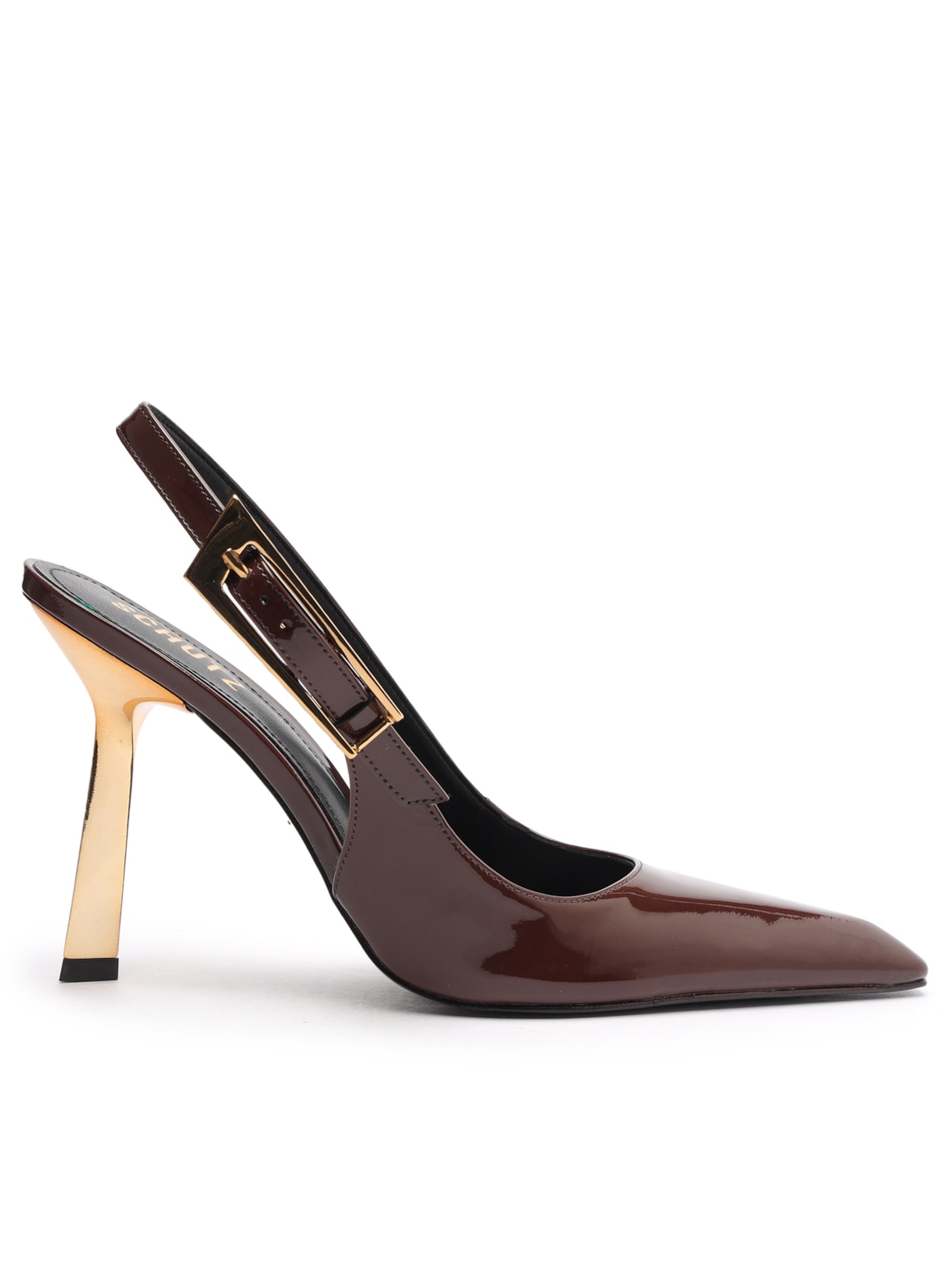 Scarpin Slingback Ciara Couro - Marrom