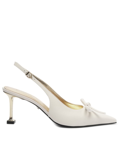Scarpin Slingback Couro - Off White