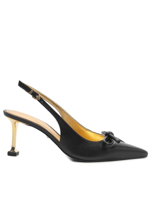 Scarpin Slingback Couro - Preto