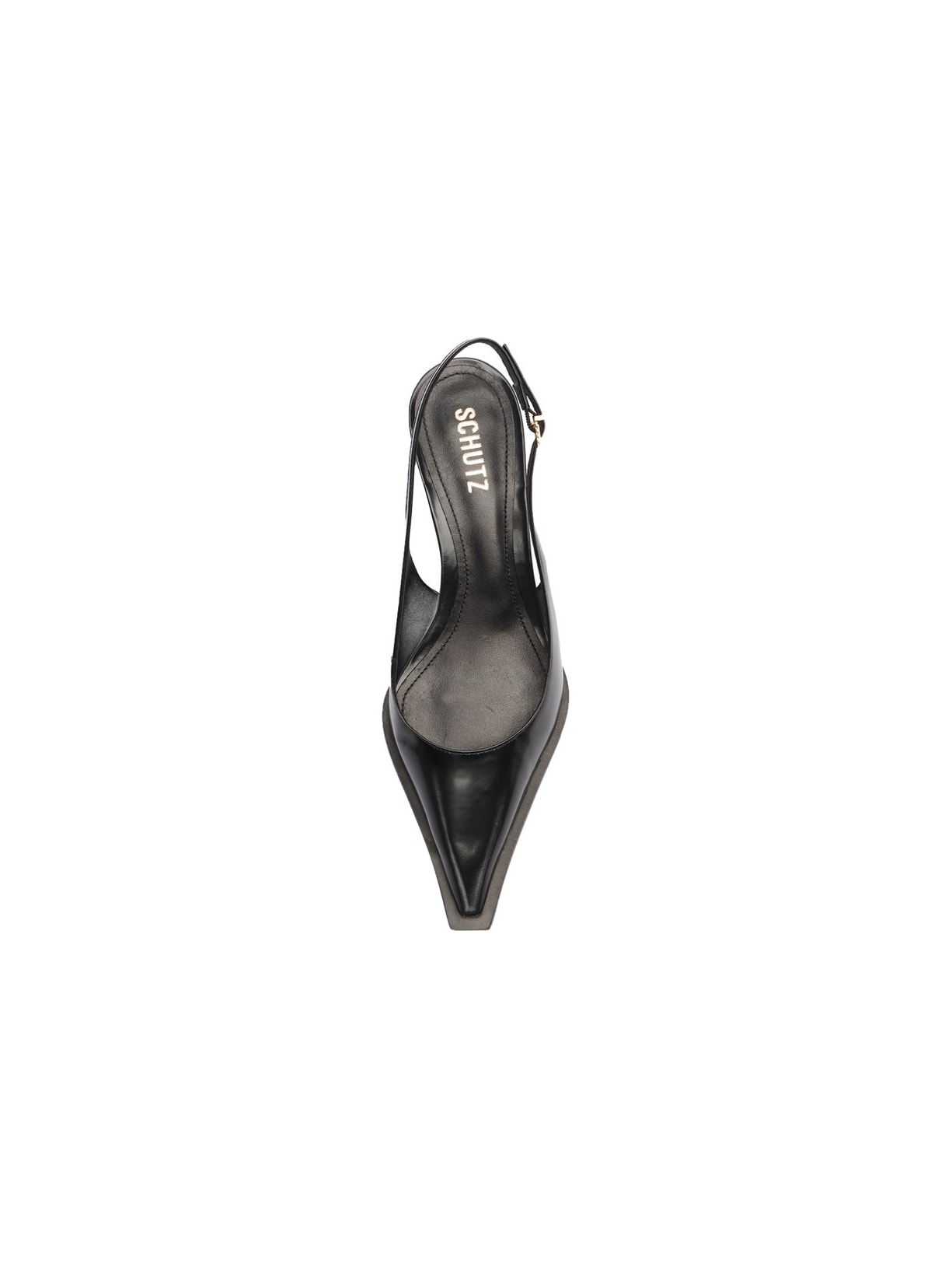 Scarpin Slingback Couro Salto Baixo Preto Schutz