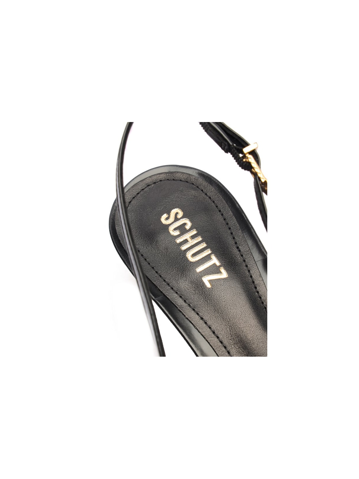 Scarpin Slingback Couro Salto Baixo Preto Schutz
