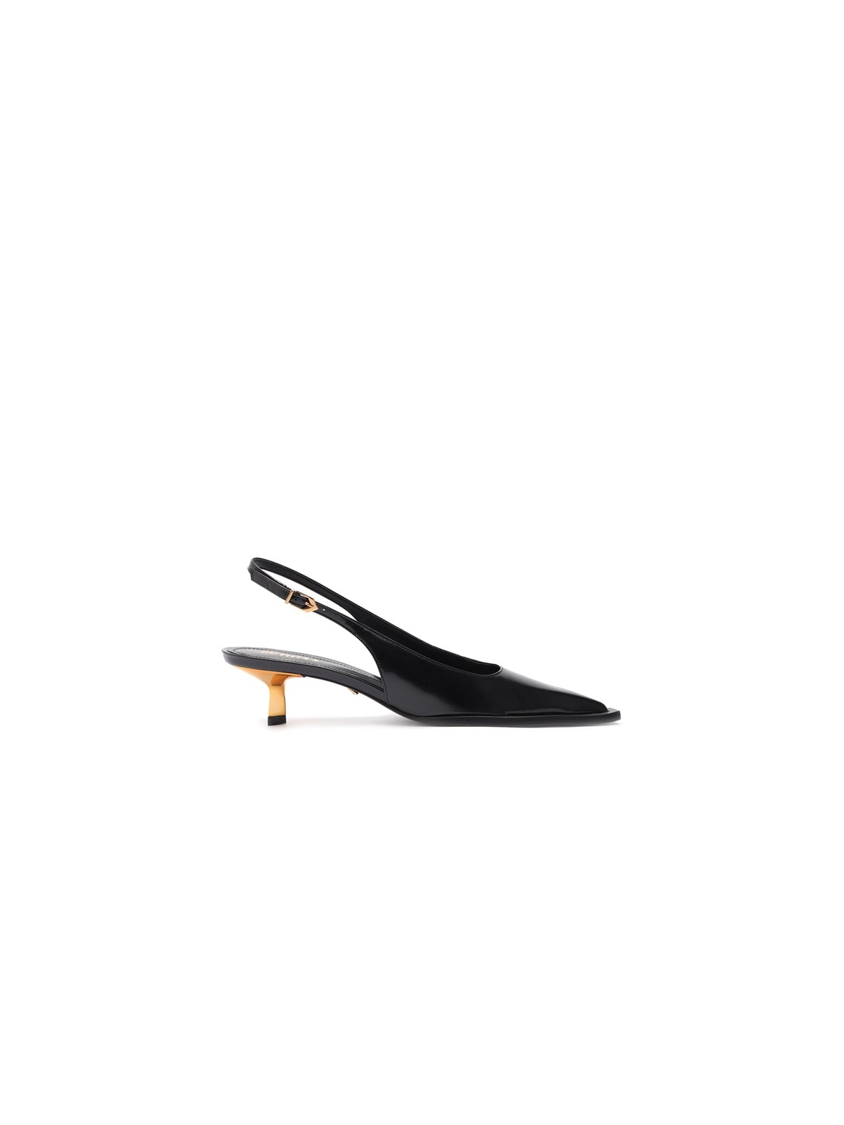 Scarpin Slingback Couro Salto Baixo Preto Schutz
