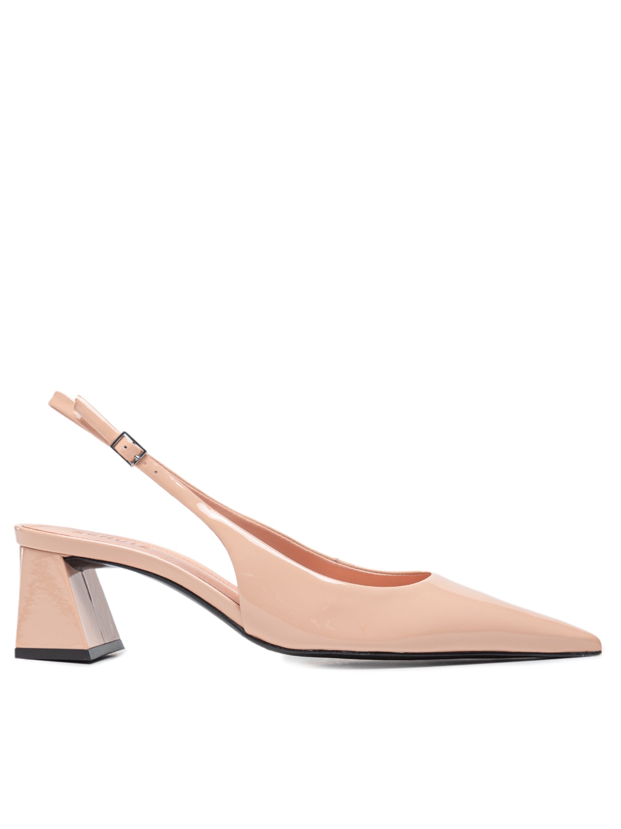 Scarpin Slingback Couro Salto Médio Bloco - Bege