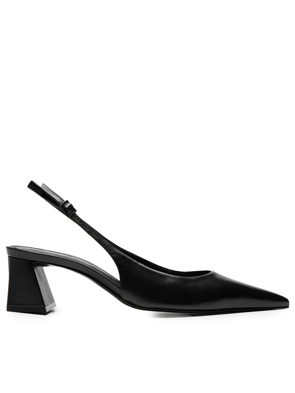 Scarpin Slingback Couro Salto Médio Bloco - Preto