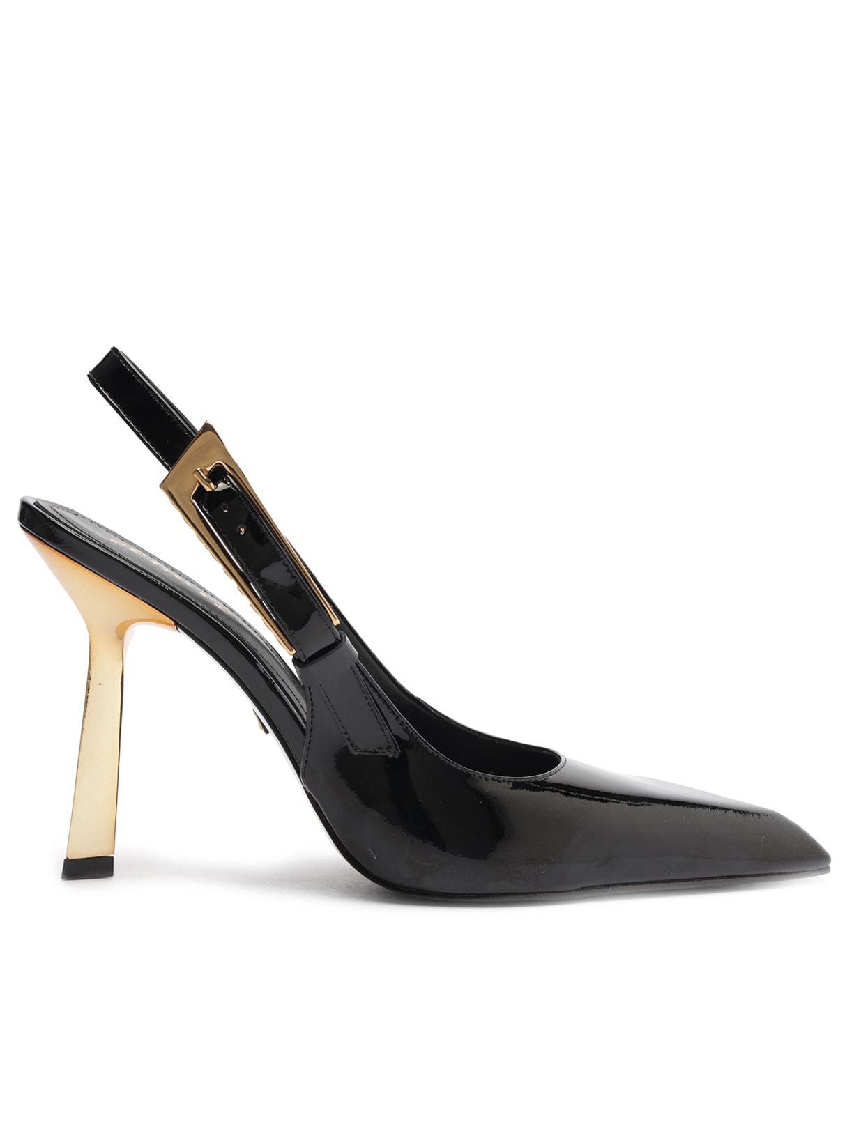 Scarpin Slingback Couro Verniz - Preto