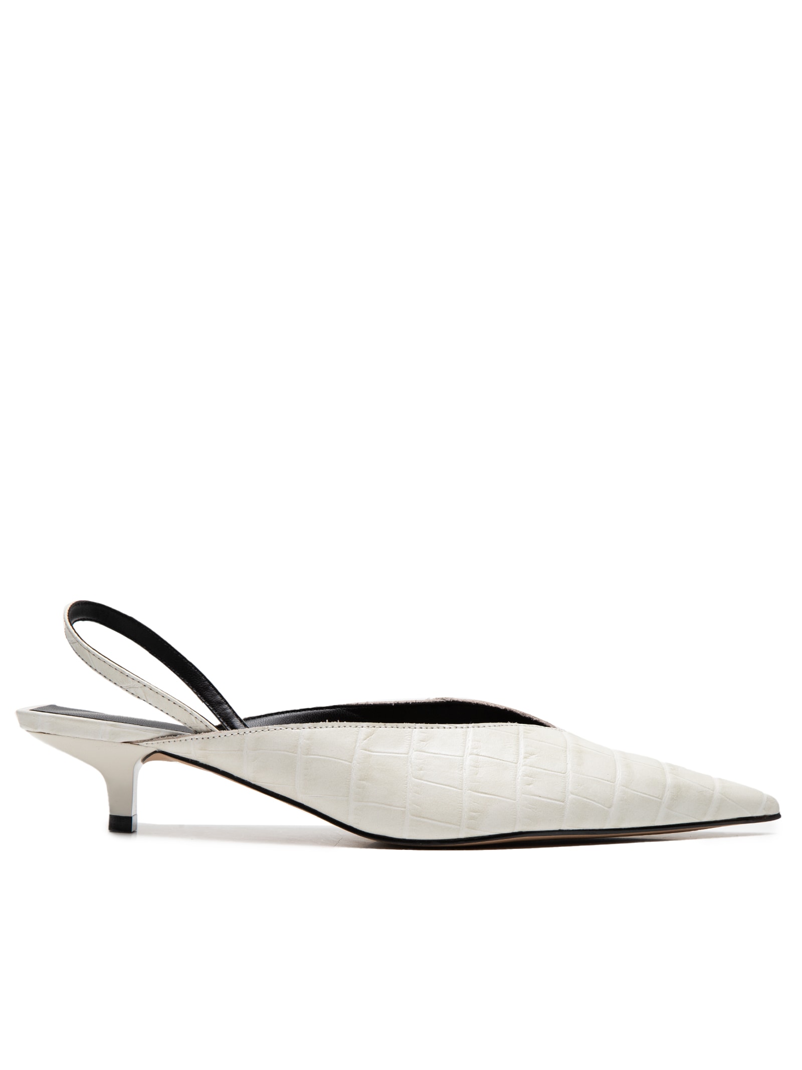 Luiza Barcelos + Nati Vozza - Scarpin Slingback Croco Cairo - Branco