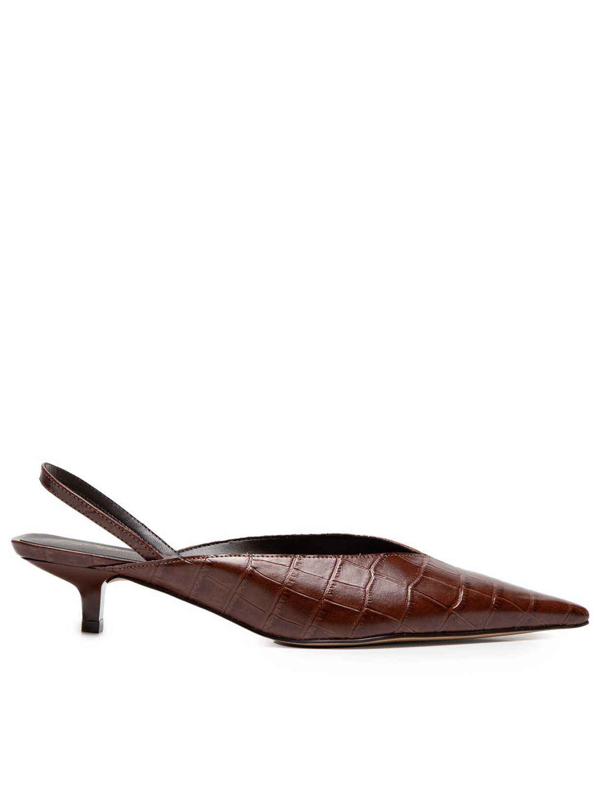 Scarpin Slingback Croco Chocolate - Marrom