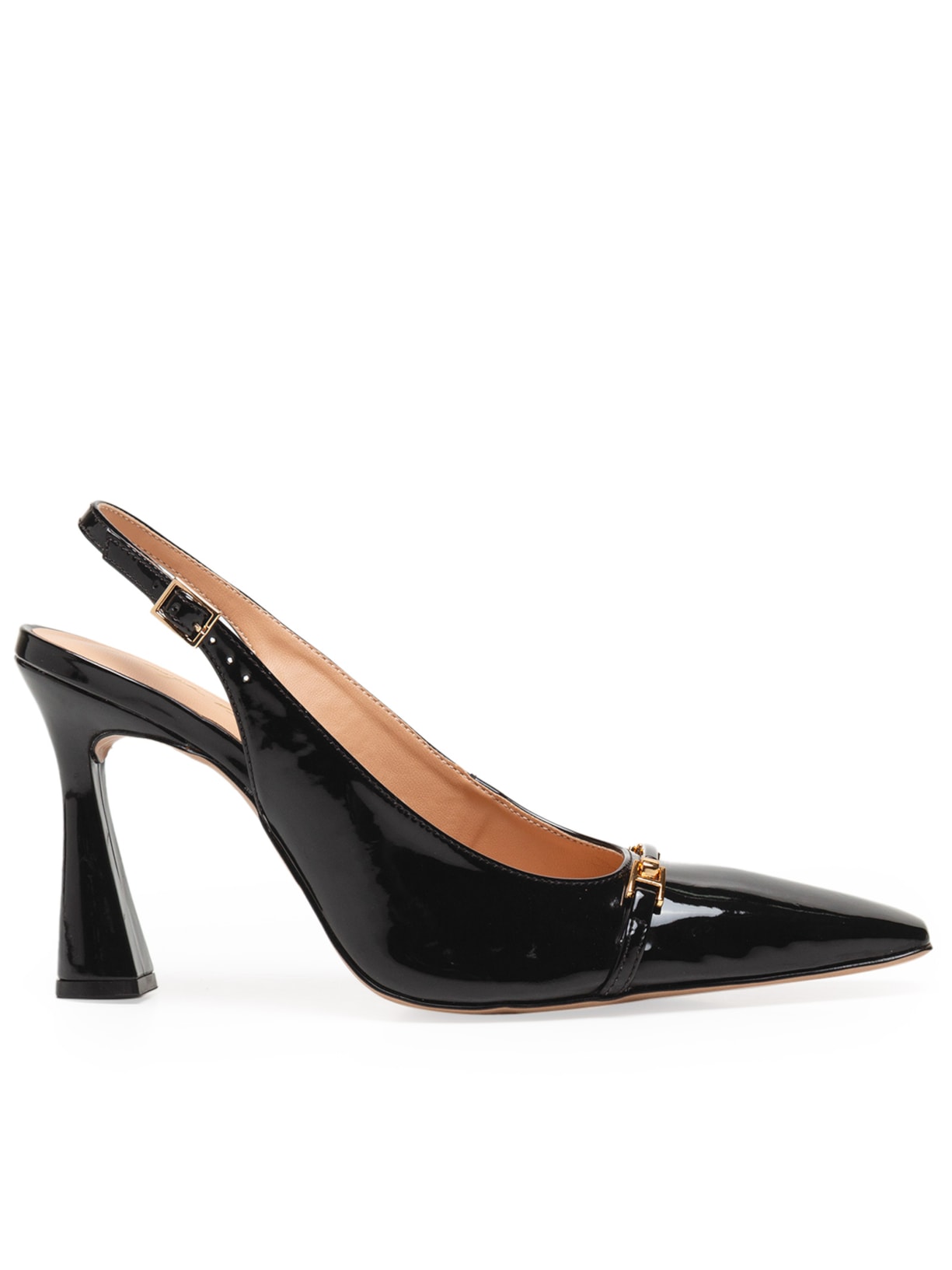 Scarpin Slingback De Salto Alto Em Verniz - Preto