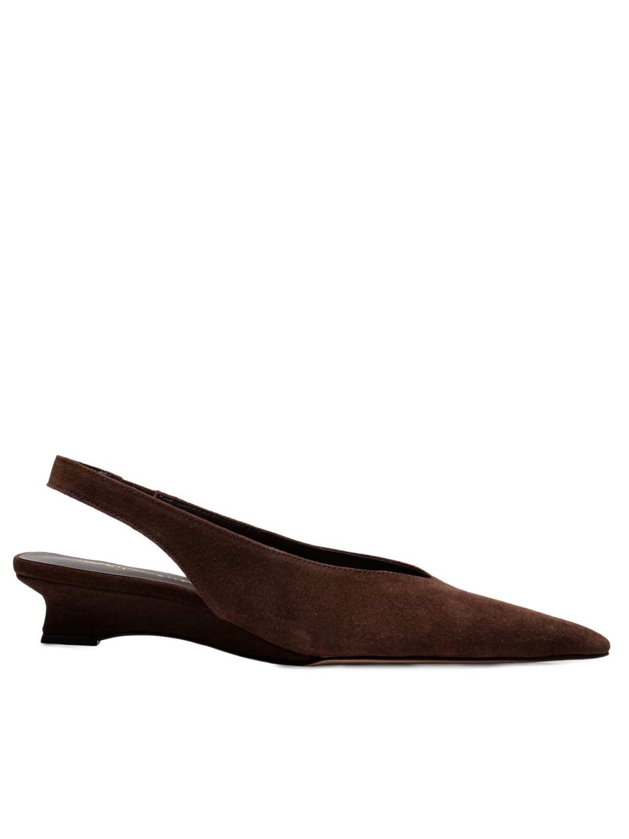 Scarpin Slingback De Salto Baixo Em Camurça - Marrom