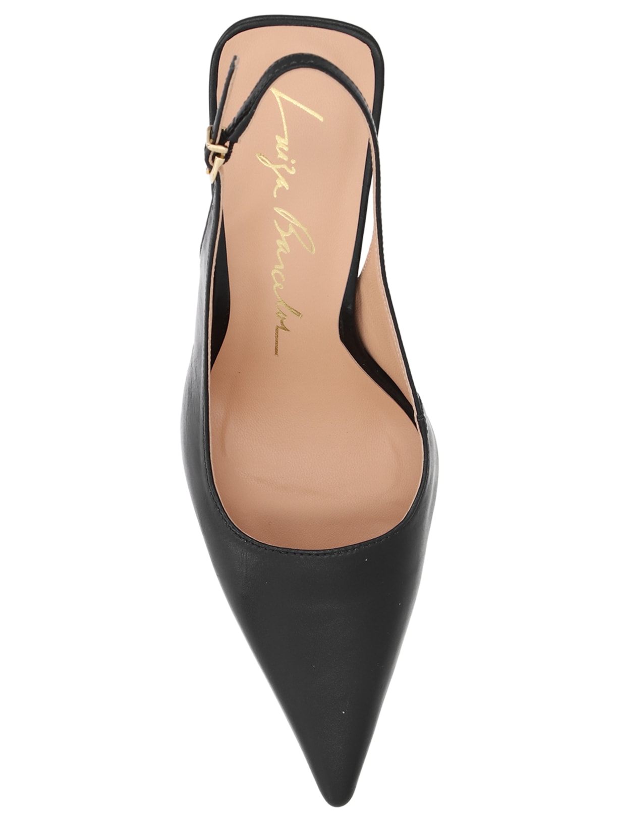 Scarpin Slingback Em Couro Preto Luiza Barcelos