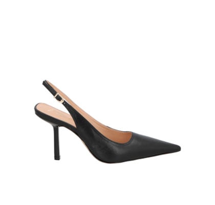 Scarpin Slingback Em Couro - Preto