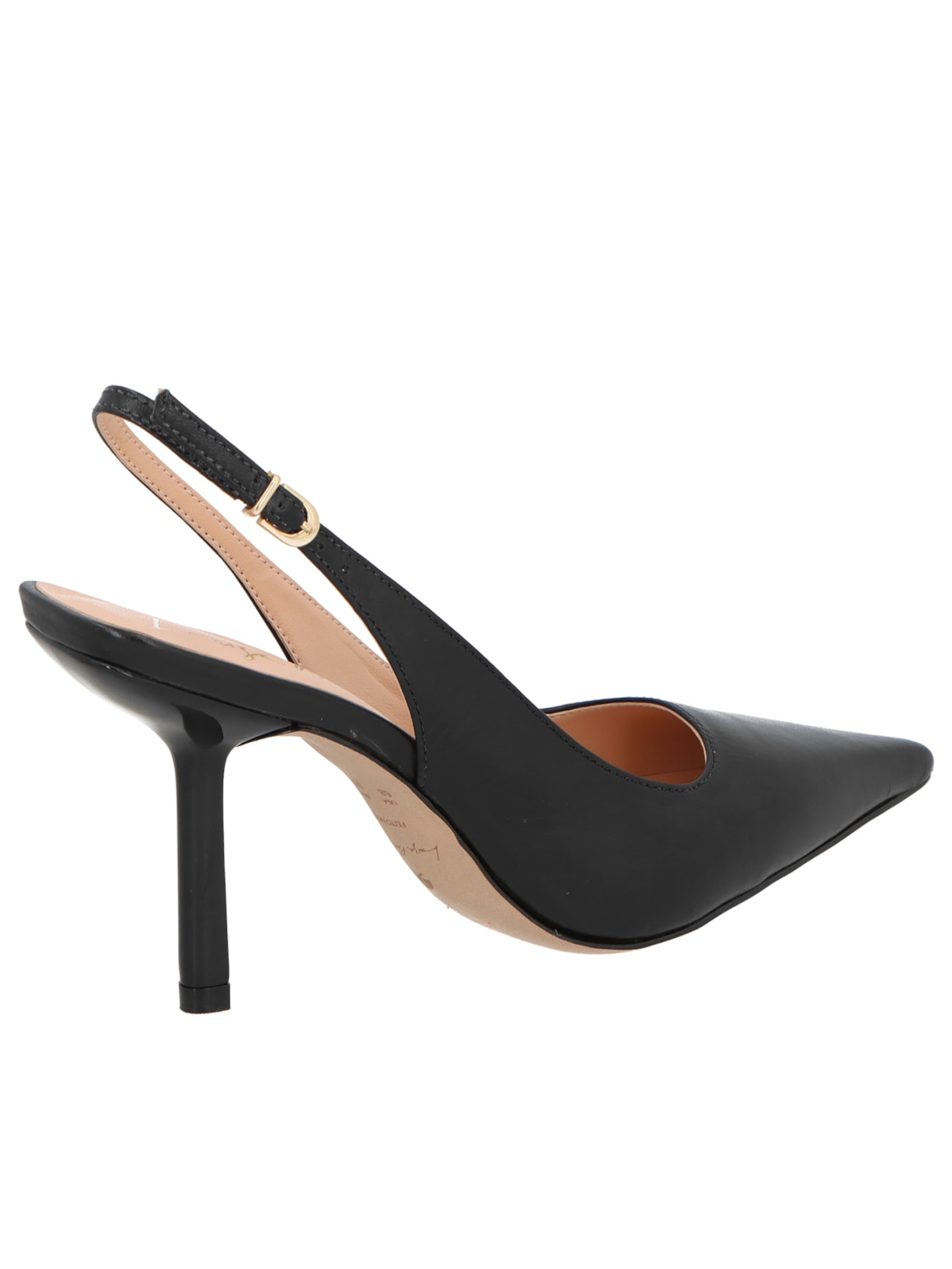 Scarpin Slingback Em Couro Preto Luiza Barcelos