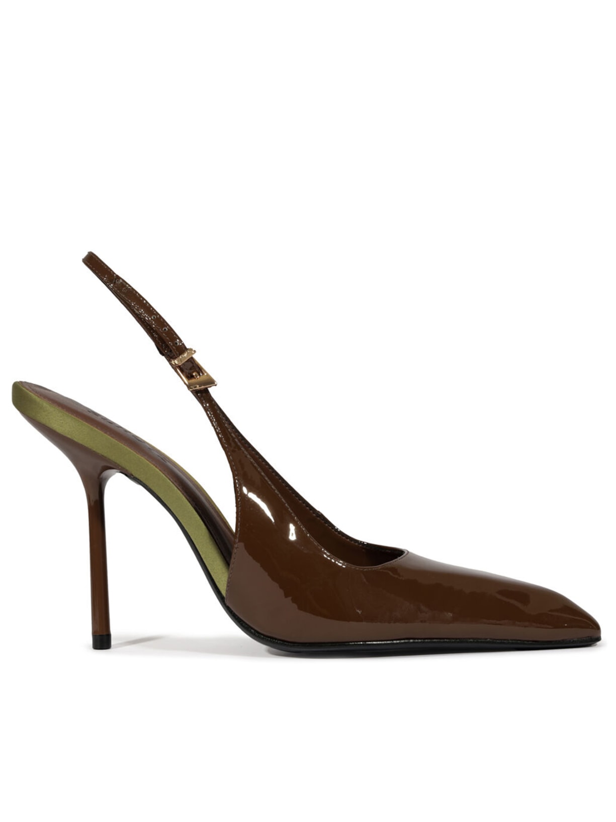 Scarpin Slingback Leona Couro - Marrom