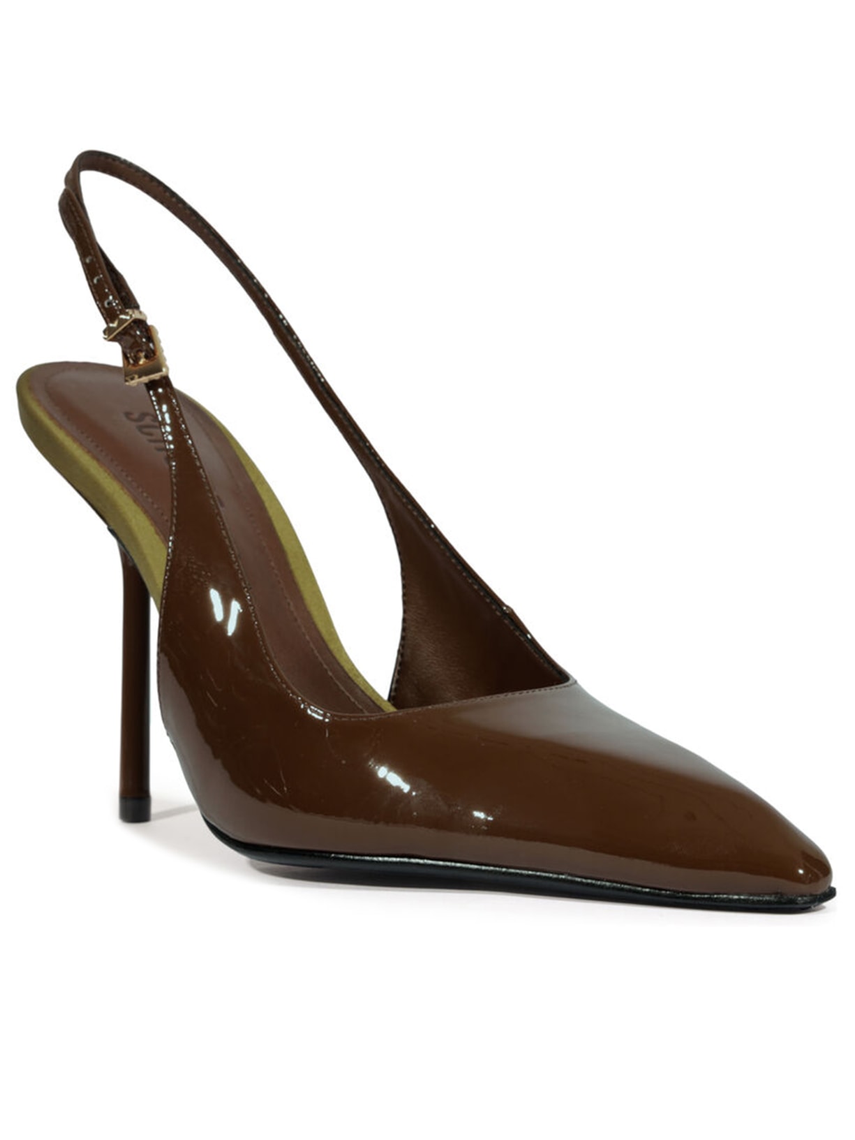 Scarpin Slingback Leona Couro Marrom Schutz