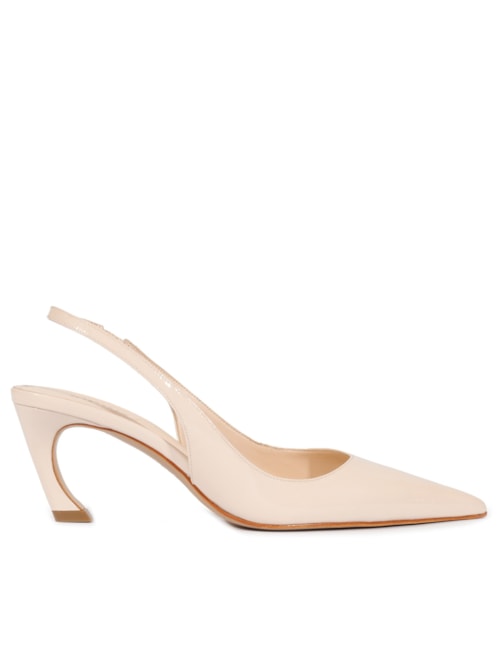 Scarpin Slingback Lexi Mid Verniz - Bege
