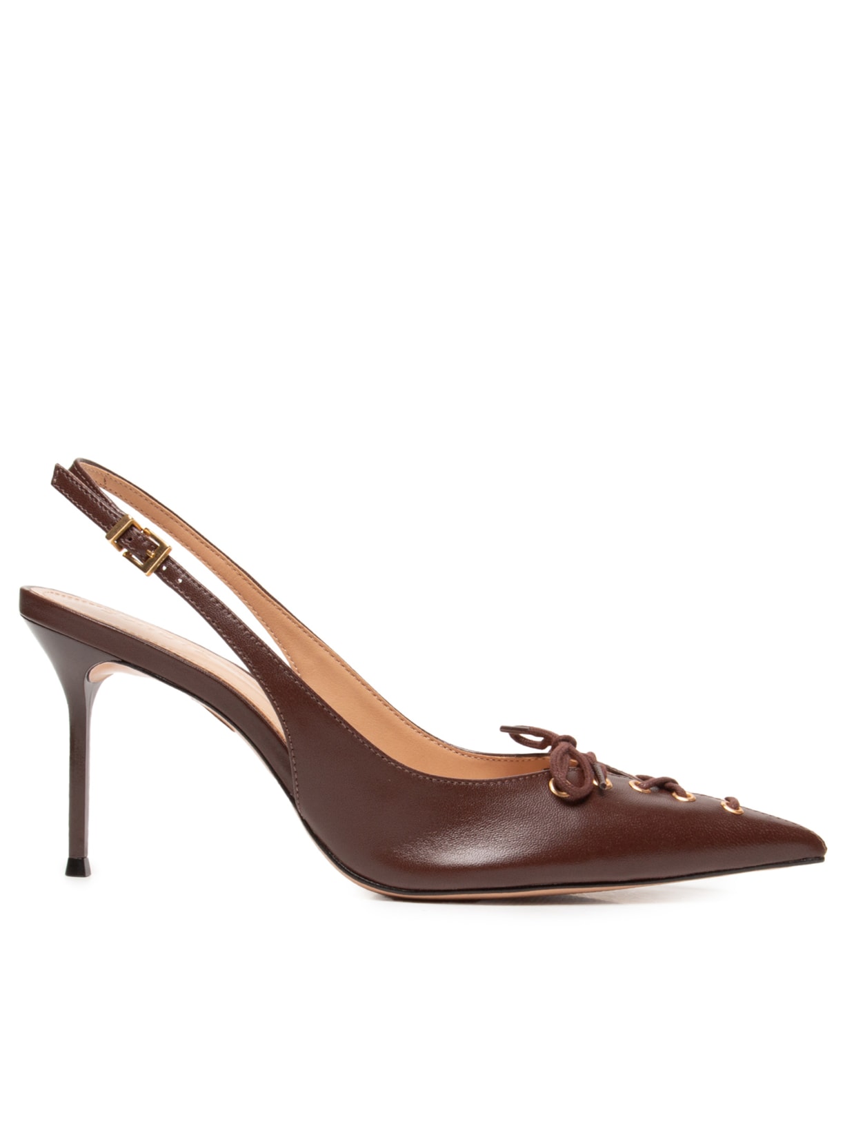 Scarpin Slingback Sabrine Couro - Marrom