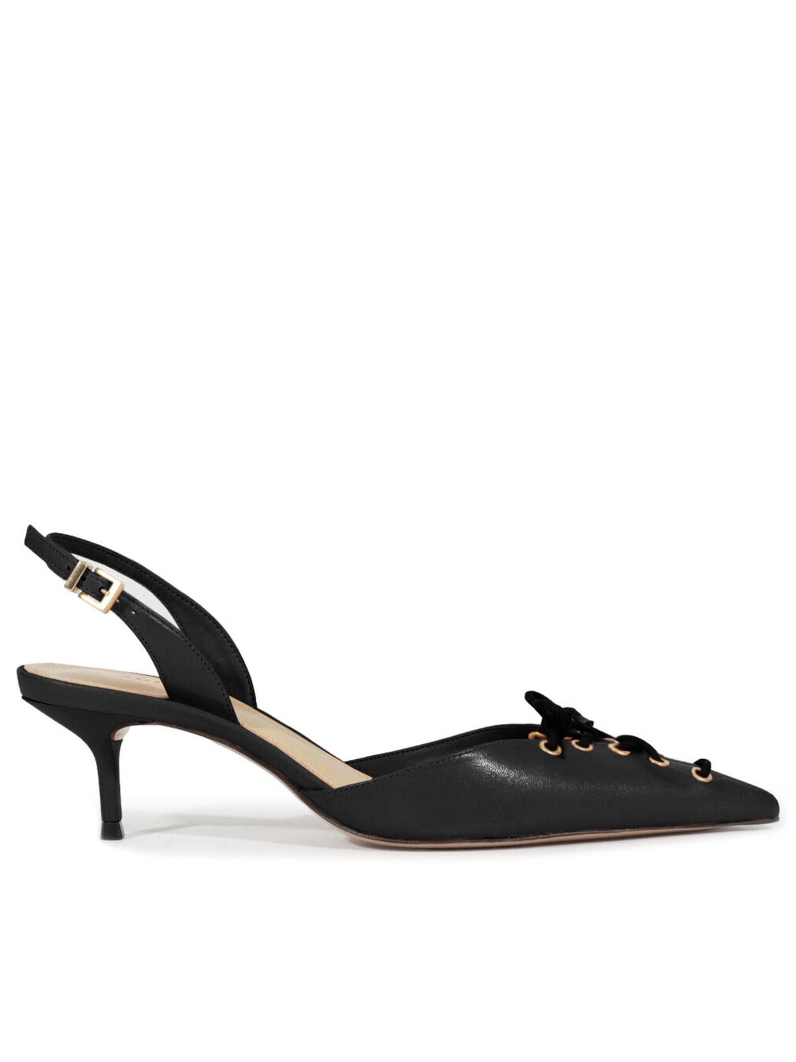 Schutz - Scarpin Slingback Sabrine Mid Couro - Preto