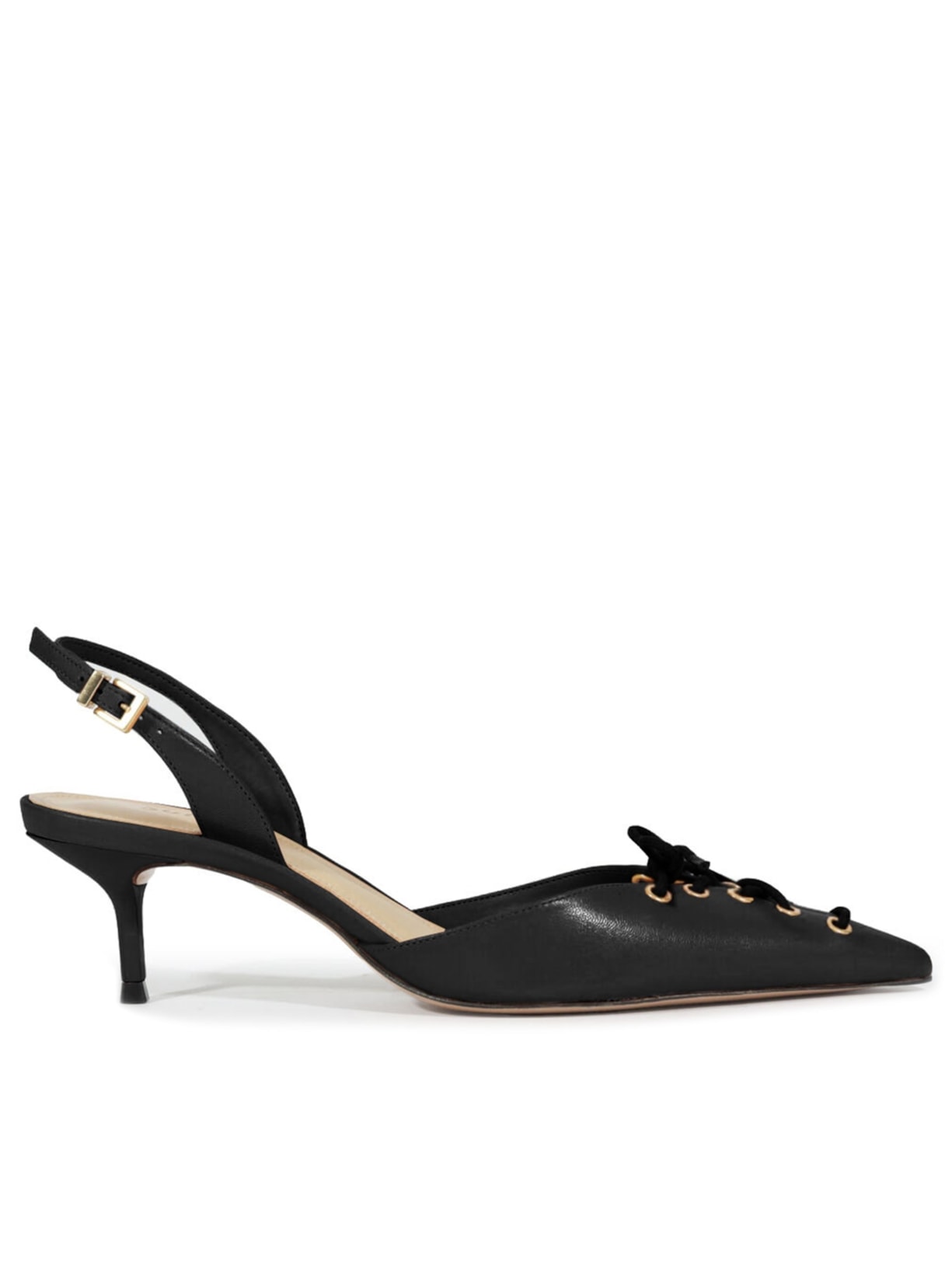 Scarpin Slingback Sabrine Mid Couro Preto Schutz