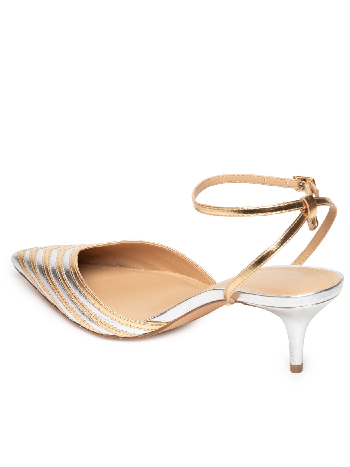 Scarpin Slingback Salto Fino Prateado Arezzo