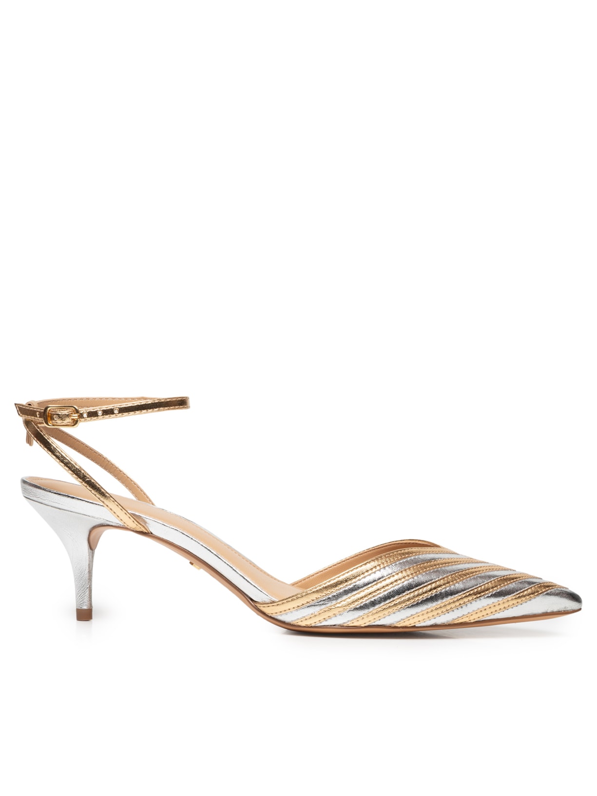 Scarpin Slingback Salto Fino Prateado Arezzo