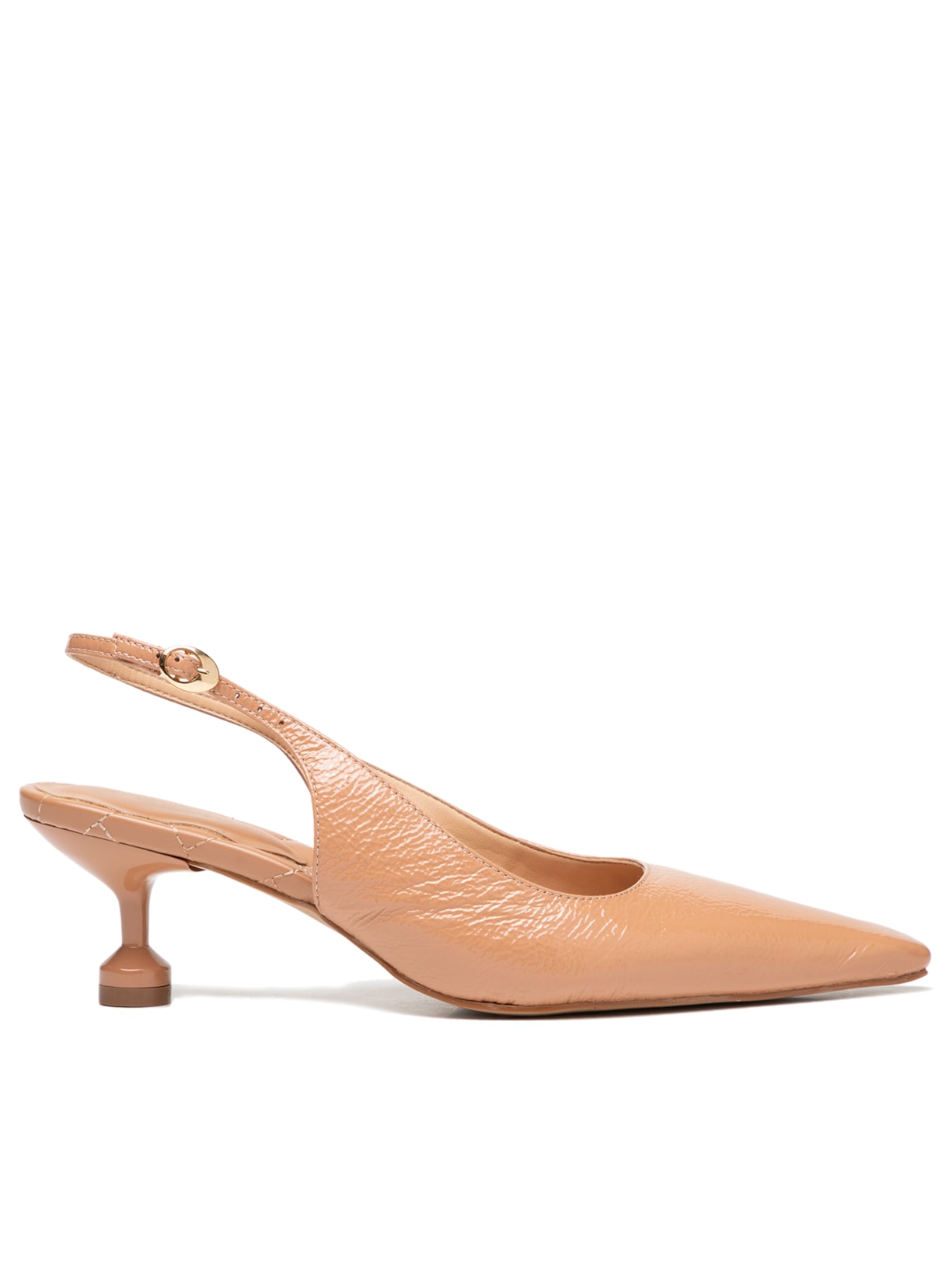 Scarpin Slingback Salto Médio Verniz - Bege