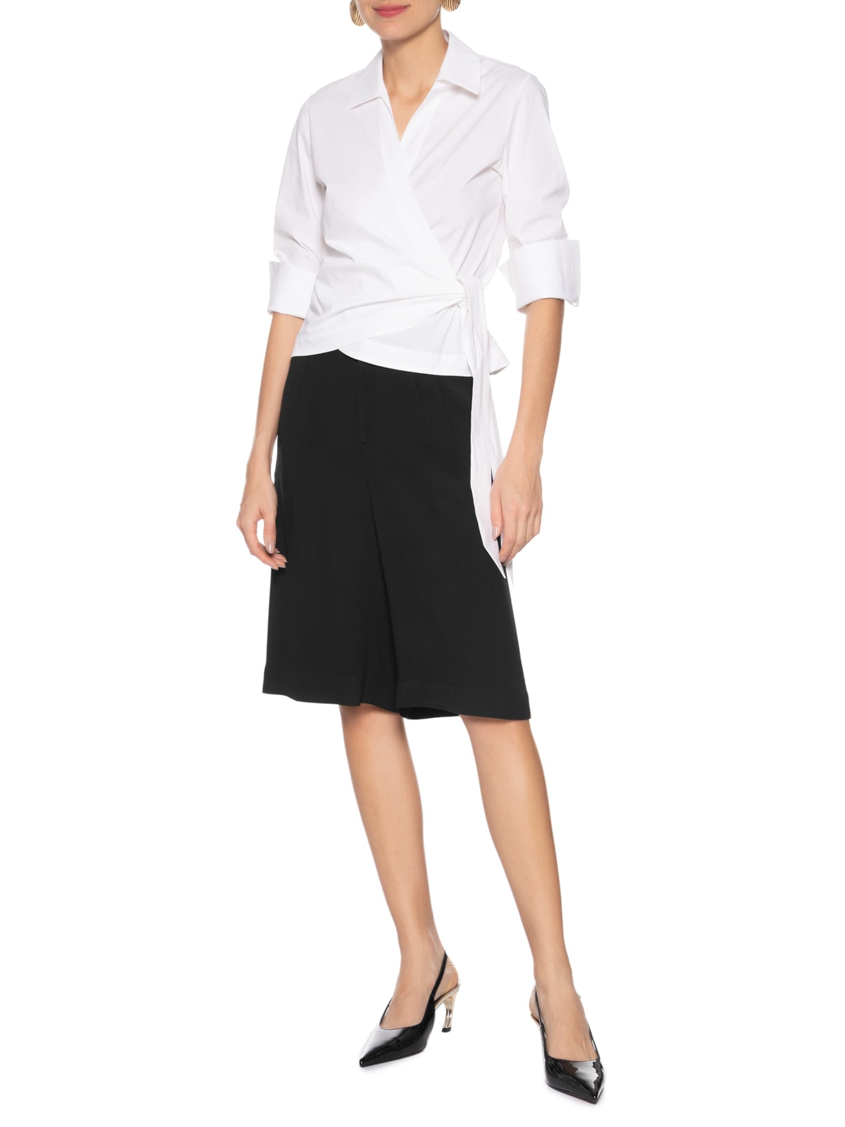 Scarpin Slingback Salto Médio Verniz Couro Preto Schutz