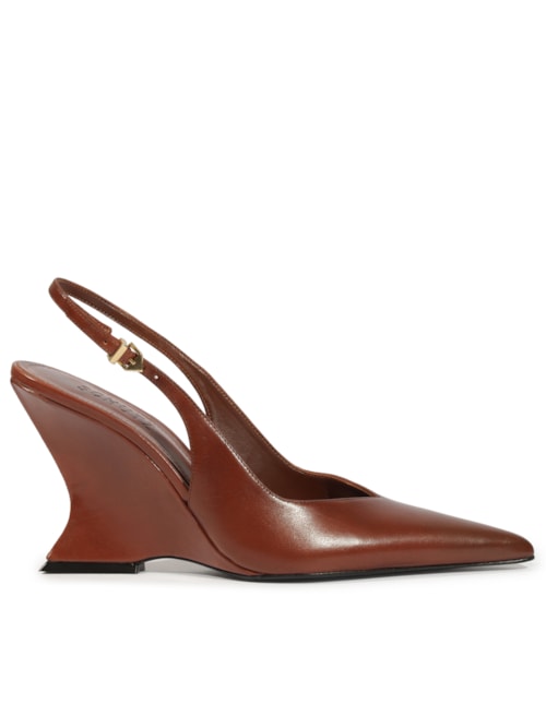 Scarpin Slingback Siena Couro - Marrom
