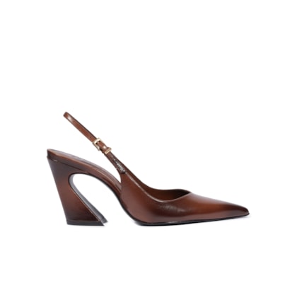 Scarpin Slingback Siena Couro - Marrom