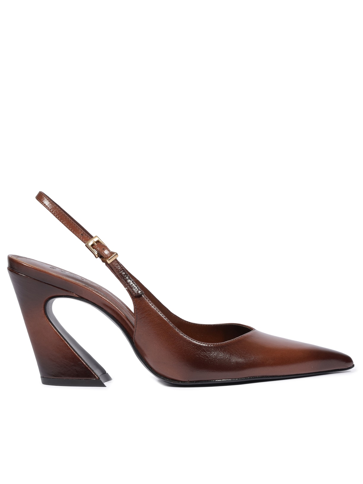 Scarpin Slingback Siena Couro - Marrom