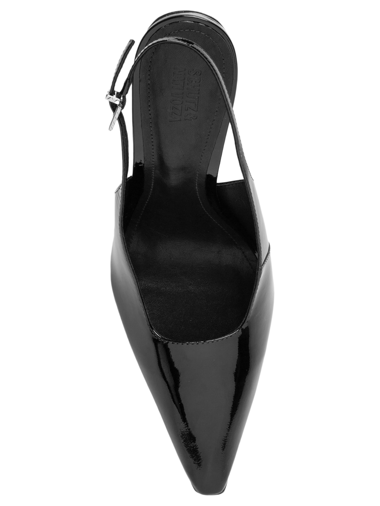 Scarpin Slingback Verniz Couro Preto Schutz + Nati Vozza