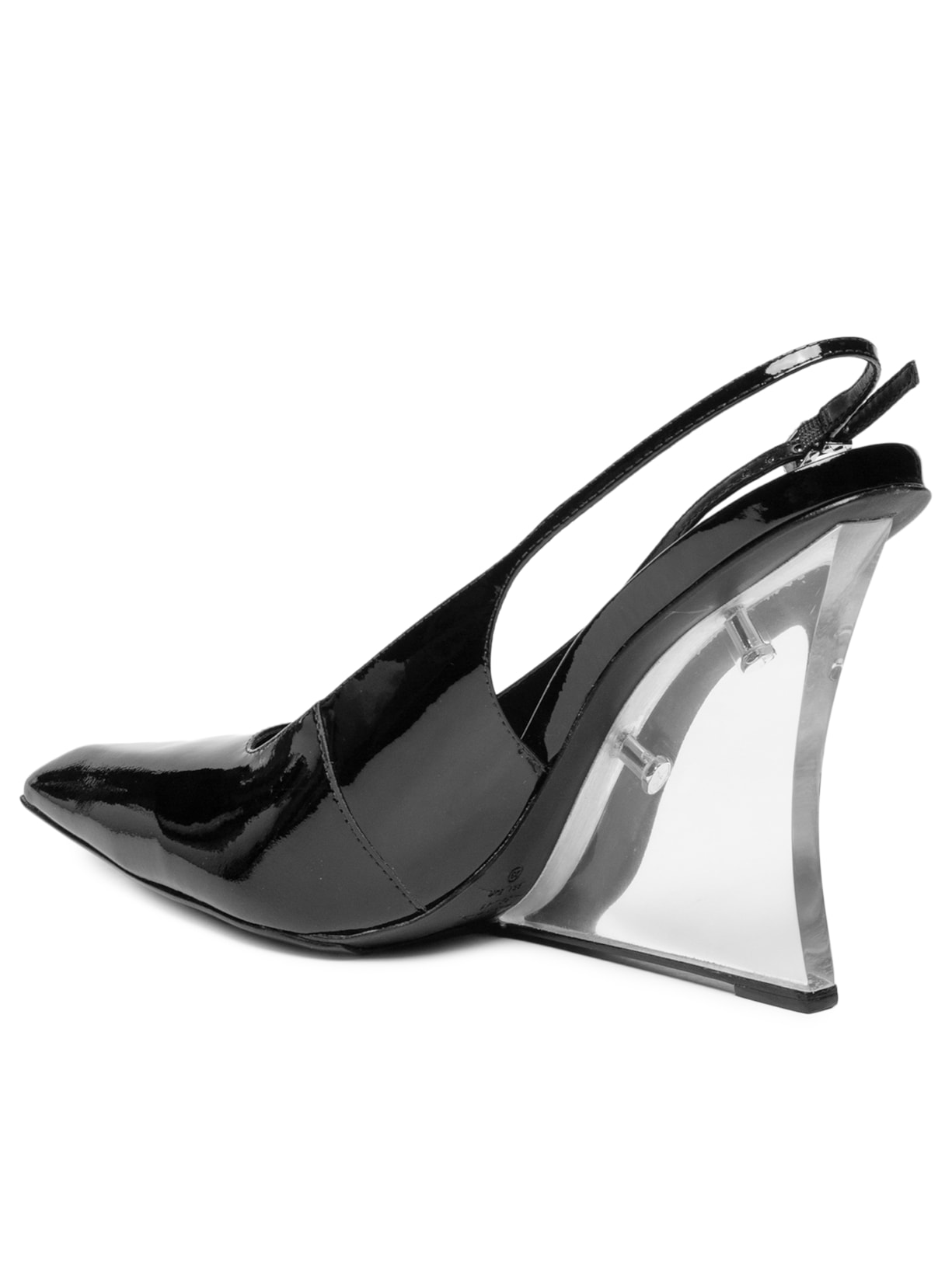 Scarpin Slingback Verniz Couro Preto Schutz + Nati Vozza