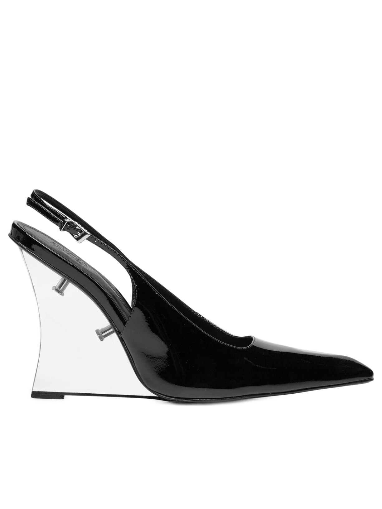 Scarpin Slingback Verniz Couro Preto Schutz + Nati Vozza