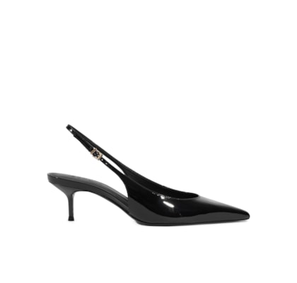 Scarpin Slingback Verniz Couro - Preto