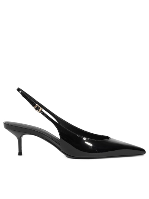 Scarpin Slingback Verniz Couro - Preto