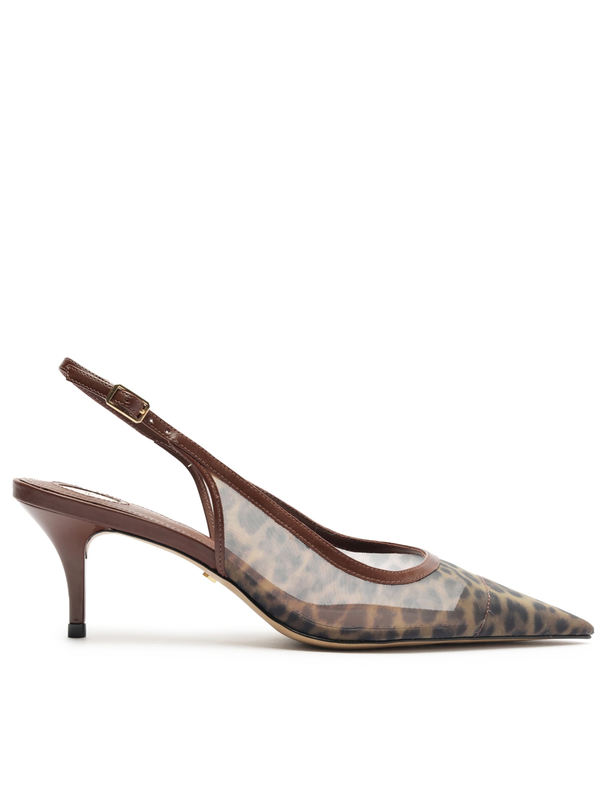 Scarpin Tela Salto Kitten Slingback - Animal Print
