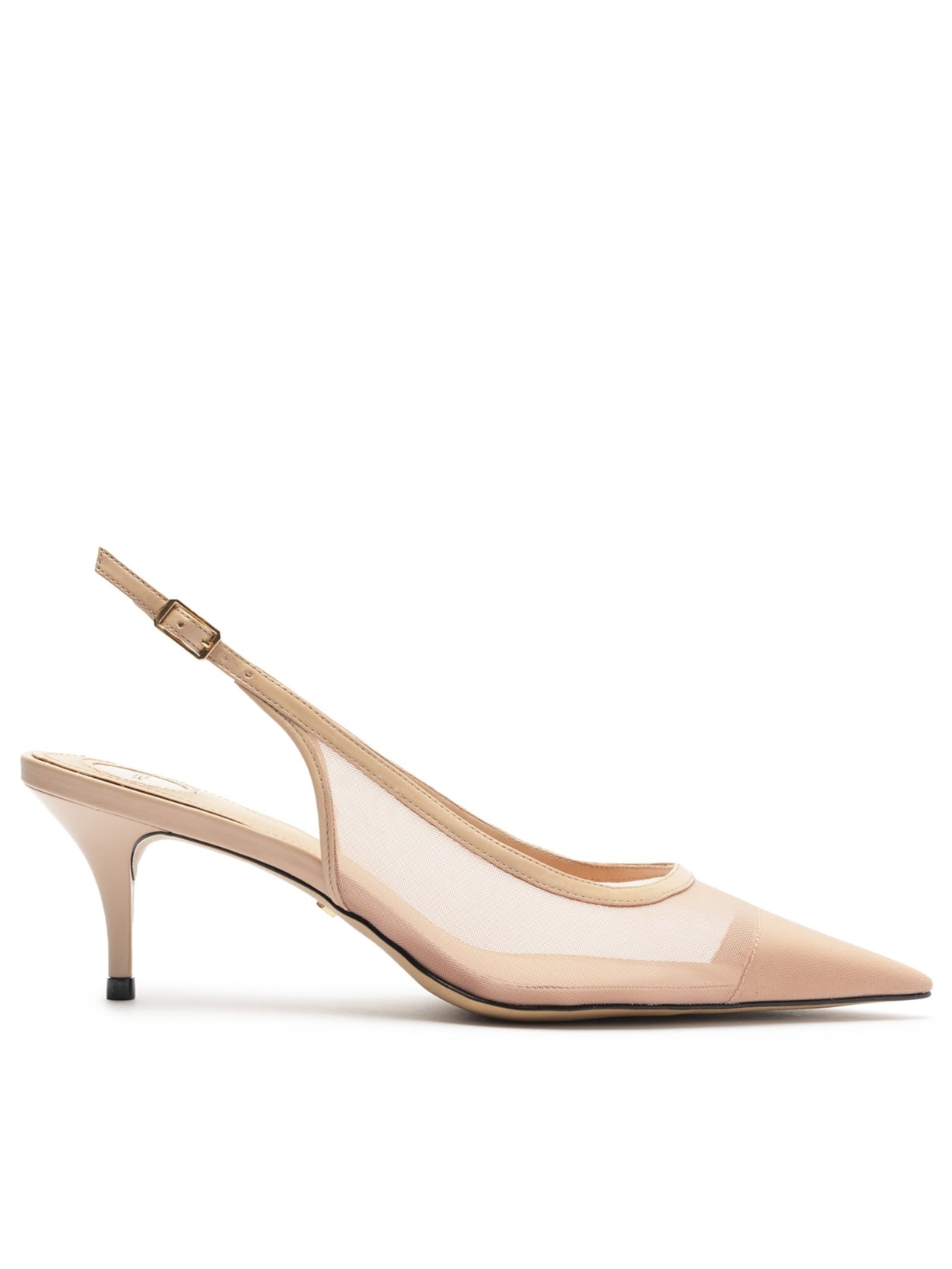 Scarpin Tela Salto Kitten Slingback - Bege