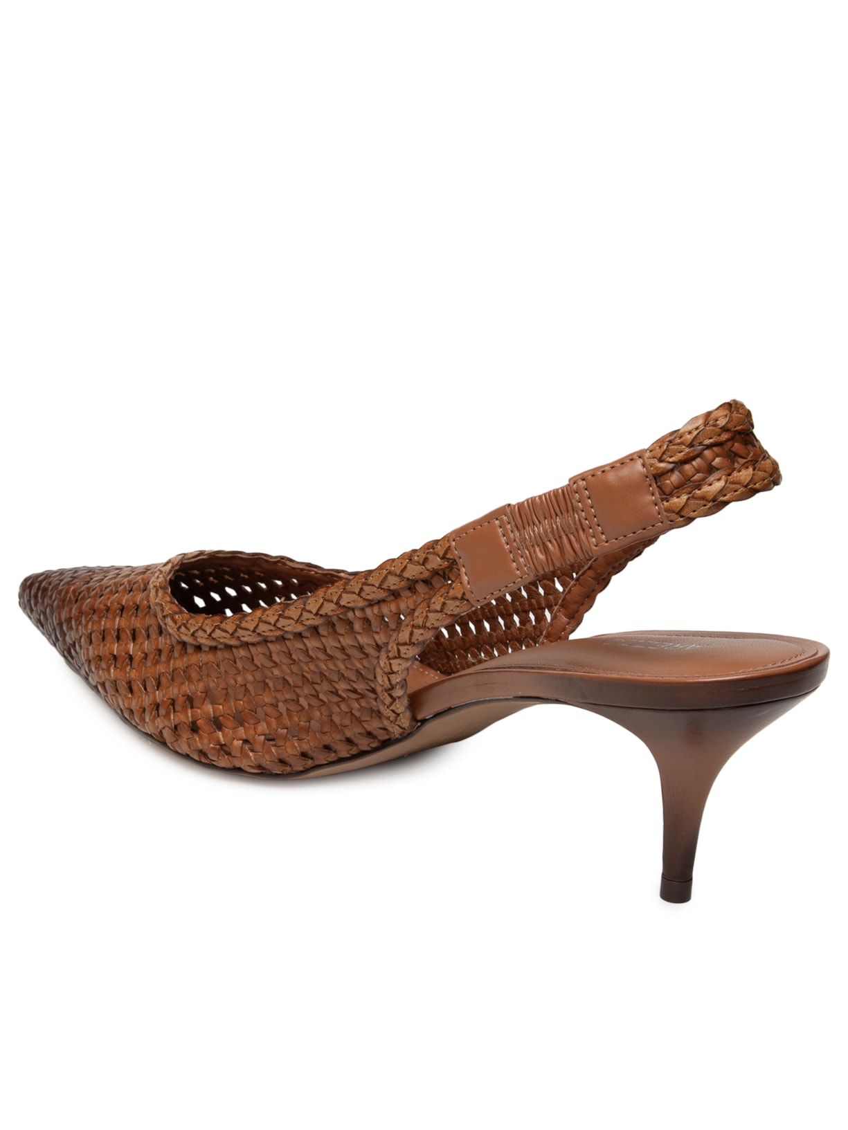Scarpin Tressê Salto Fino Slingback Marrom Arezzo