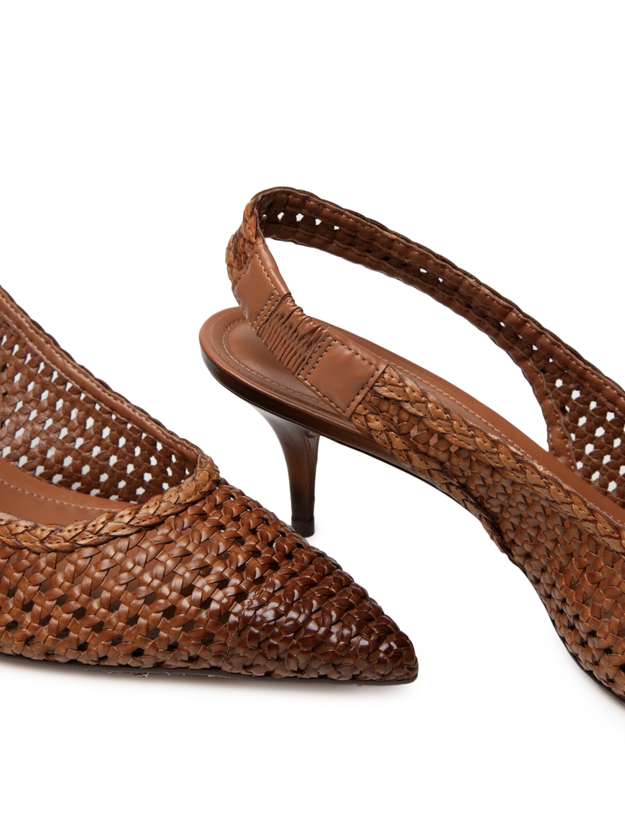Scarpin Tressê Salto Fino Slingback Marrom Arezzo