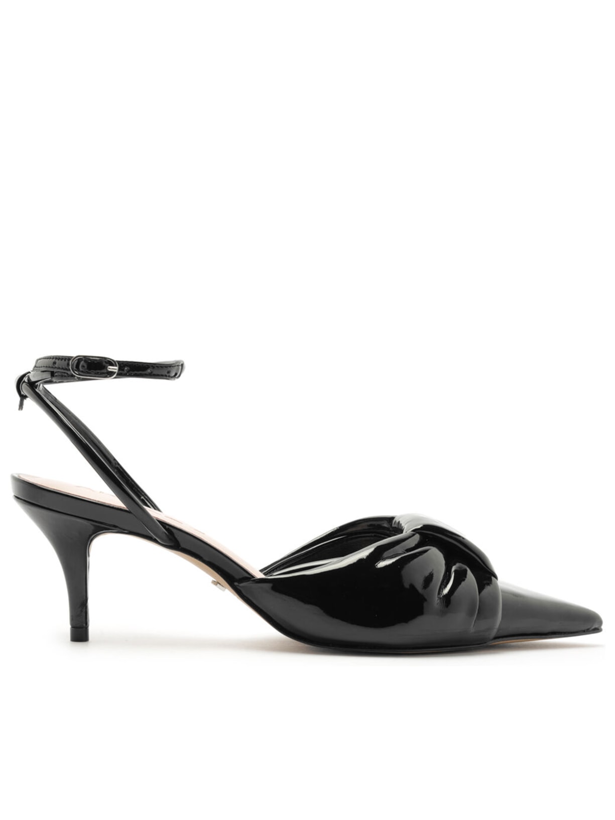 Scarpin Verniz Salto Kitten Puffer - Preto