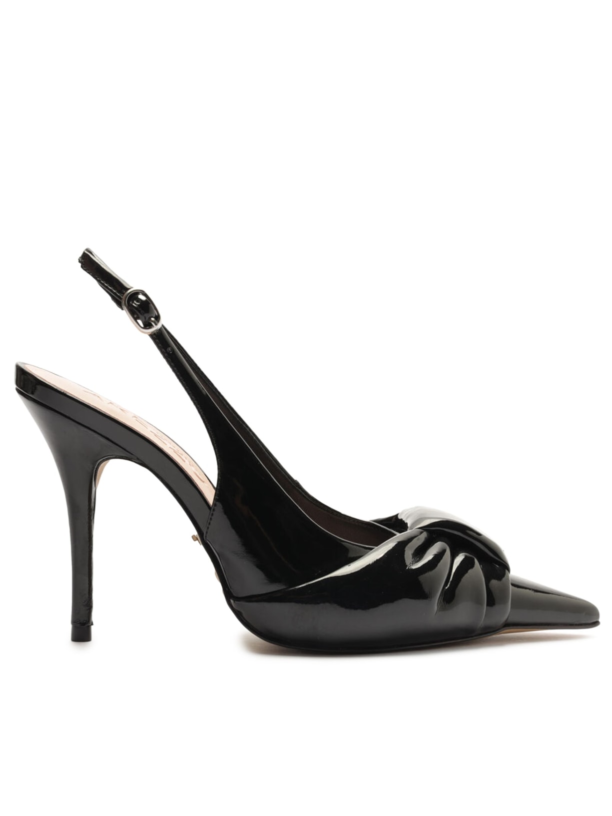 Scarpin Verniz Slingback Puffer - Preto