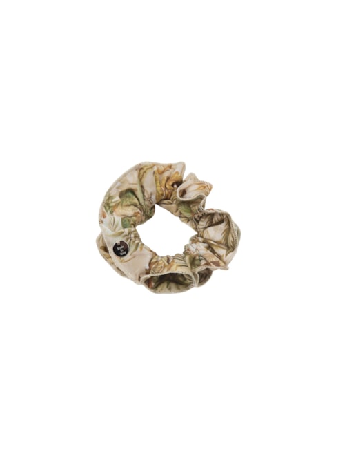 Scrunchie Com Babado Duplo - Bege