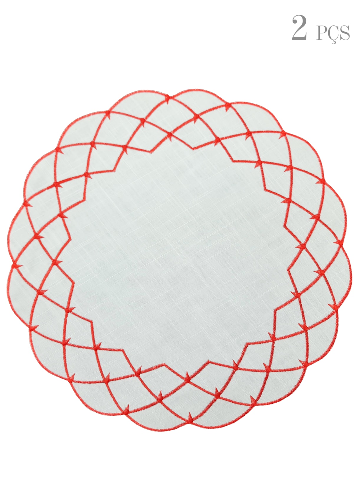 Set 2 Jogos Americanos Stella Com Bordado - Vermelho