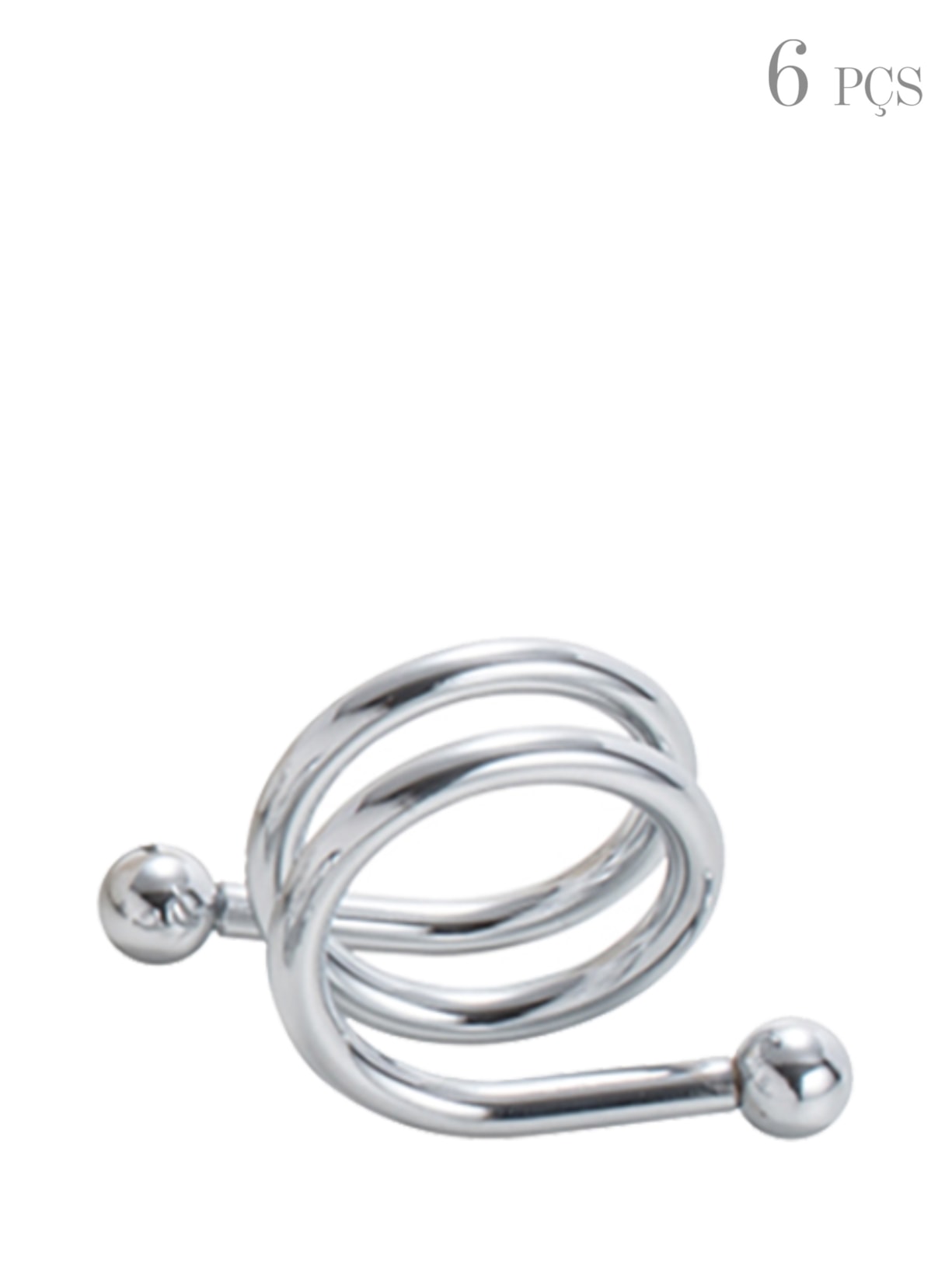 Set 6 Porta Guardanapos Em Espiral de Prata