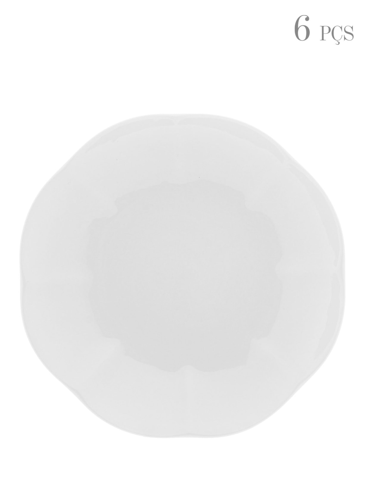 Set 6 Pratos Fundos Leaf Em Porcelana - Branco