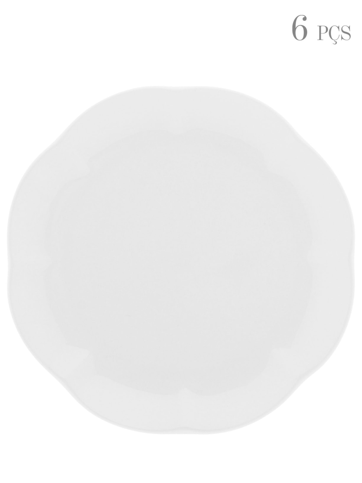 Set 6 Pratos Rasos Leaf Em Porcelana Branco '2Home