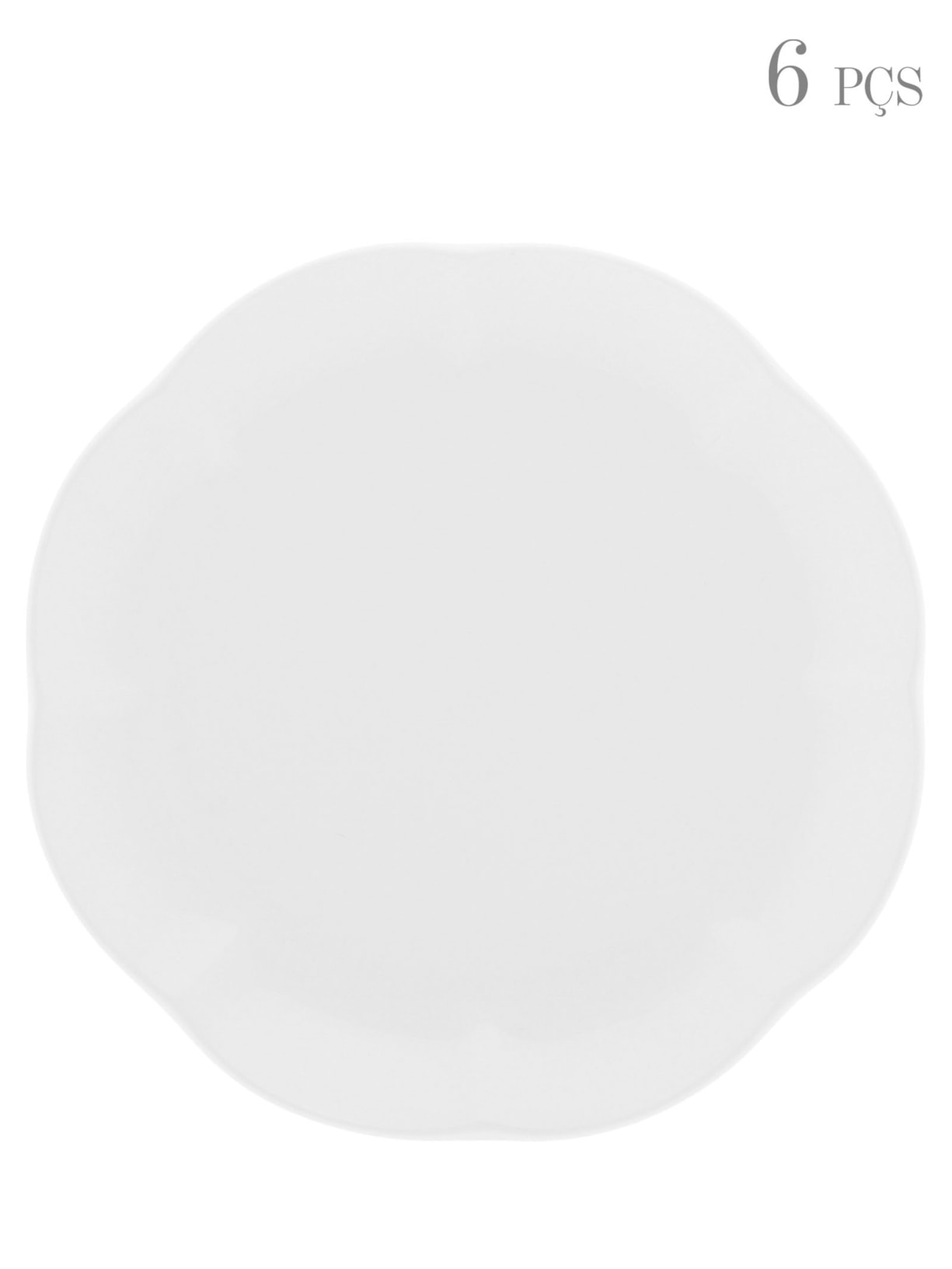 Set 6 Pratos Sobremesa Leaf Em Porcelana - Branco