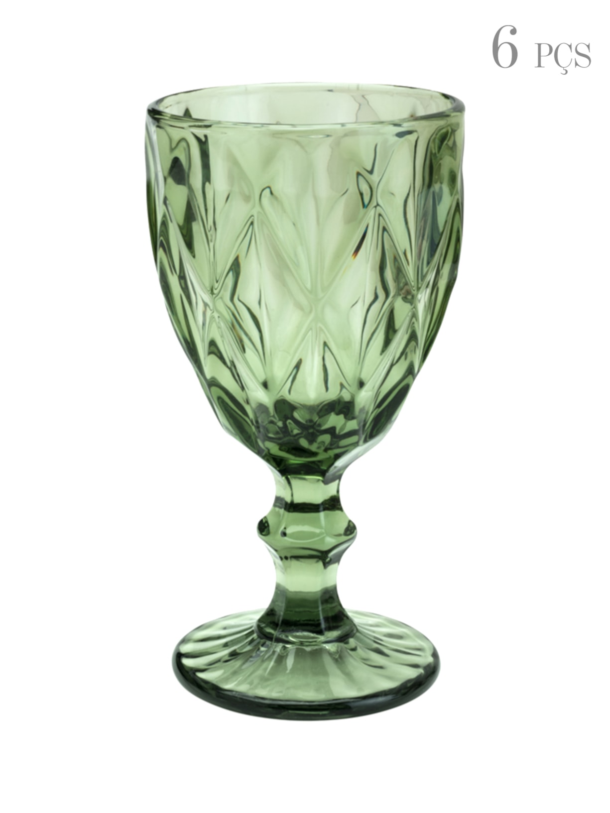 Set 6 Taças De Água Diamond 325ml - Verde
