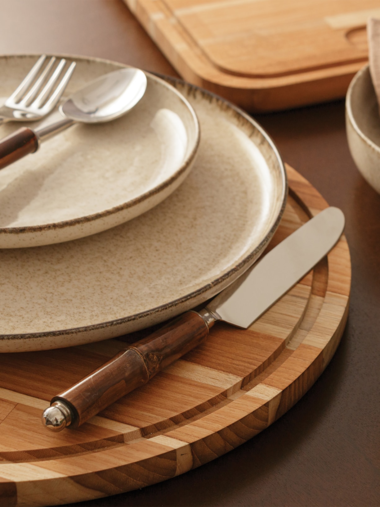 Set 6 Talheres De Mesa Com Cabo Em Bambu Prata Wolff