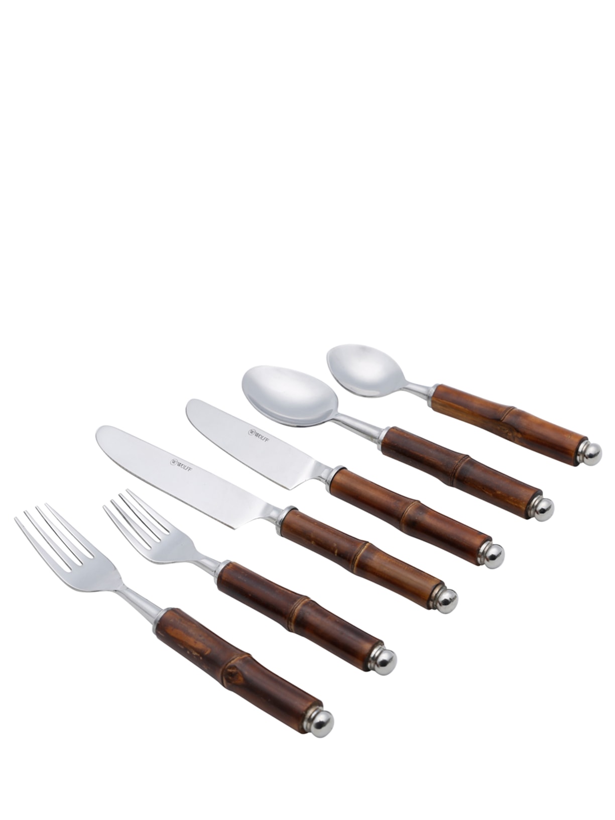 Set 6 Talheres De Mesa Com Cabo Em Bambu Prata Wolff